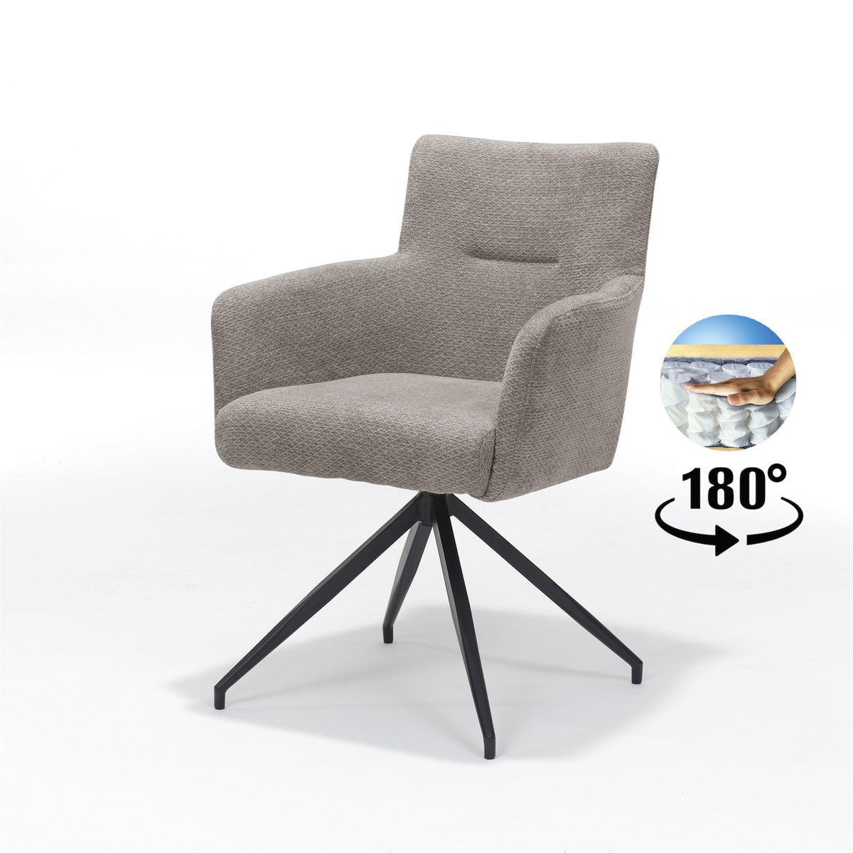 Joey armstoel Stof Retro Bliss Taupe frame zwart