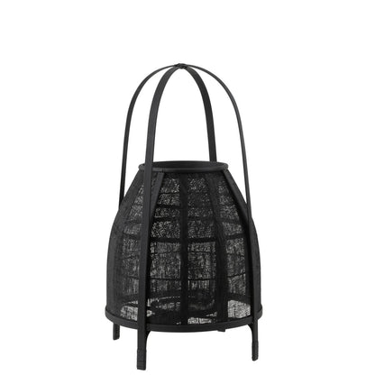 J-Line lantaarn Kap - bamboe - zwart - medium