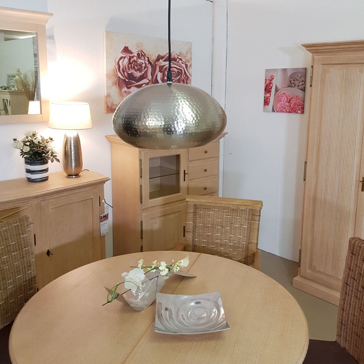 Hanglamp metaal verguld of zilver vintage