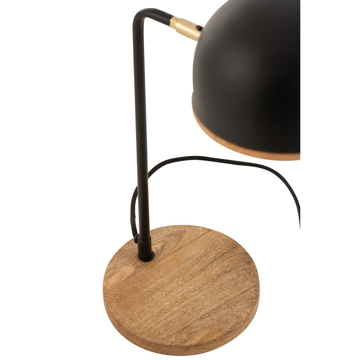 J-Line tafellamp Evy - metaal/hout - zwart/naturel