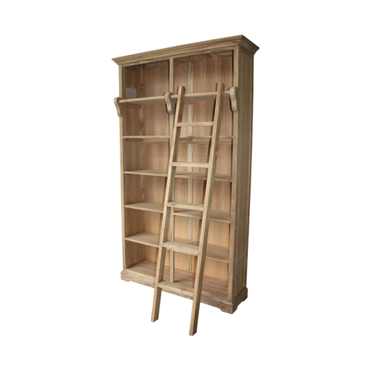 Boekenkast Met Trap-136x40x235-Naturel-Teak