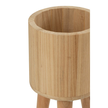 J-Line bloempotten Klassiek - hout - naturel - 3 stuks -  Ø 27 cm