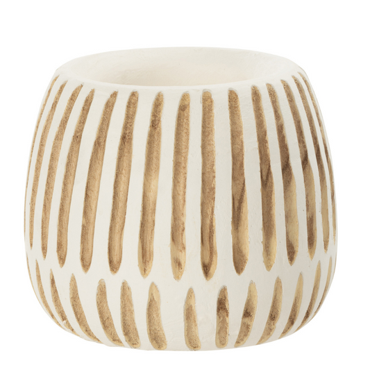 J-Line bloempot Ying - hout - wit - medium - Ø 20 cm