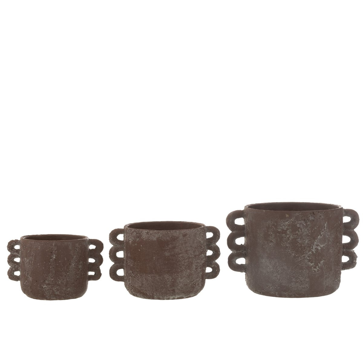 J-Line bloempot Celia - keramiek - bruin - large - Ø 30 cm