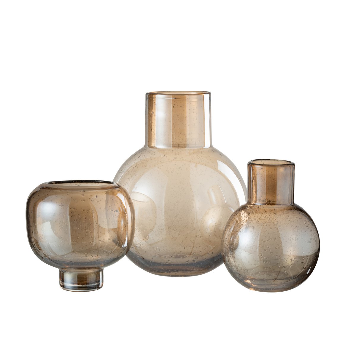 J-Line vaas Bol Met Hals - glas - amber - large - 29 cm hoog