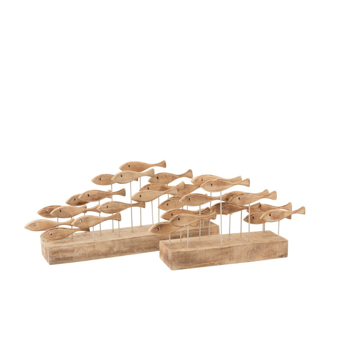 J-Line Vissen 19 Op Voet Albasia Hout Licht Naturel