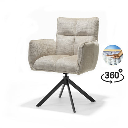 Nova armstoel Stof Cremona #02 Ecru - 360 Draaibaar frame zwart A360