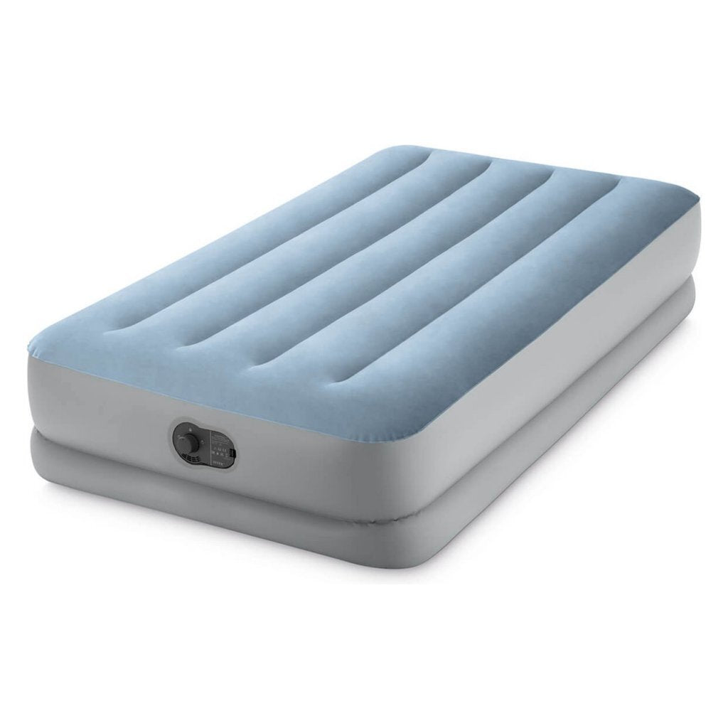 Intex 64157 Dura-Beam Comfort 1-Persoons Luchtbed 191X99X36 Cm + Ingebouwde Pomp Blauw/Grijs