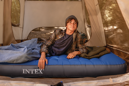 Intex 64011 Truaire Twin Dura-Beam Camping Matras 191X99X22 Cm + Quickfill Usb150 Pomp Blauw
