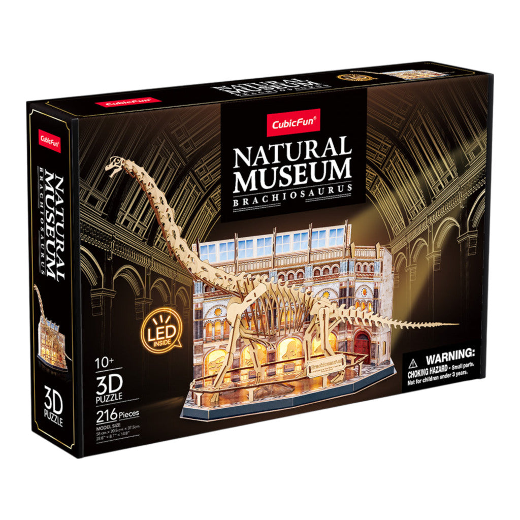 Cubic Fun Houten LED 3D Puzzel Natural Museum Brachiosaurus 216 Stukjes