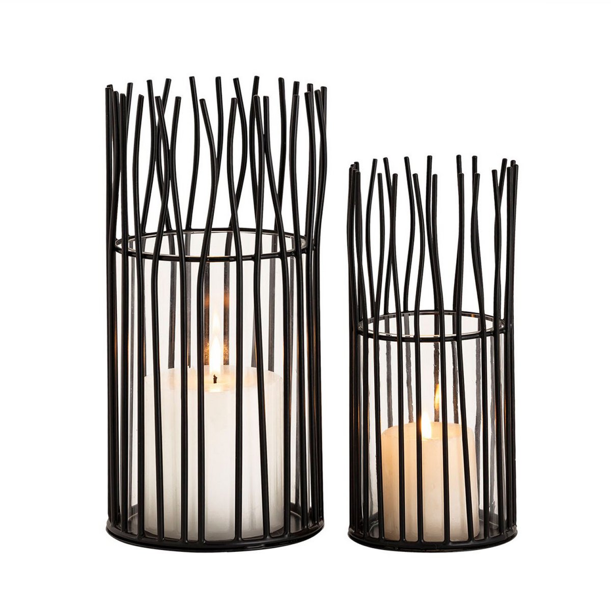 Kaarsenhouder set 2-delige teaight houder Wind Light Loft Black of Silver Candlestick Lanterns