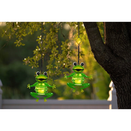 Set van 2 Solar kikkers 20 cm hoog met schemersensor