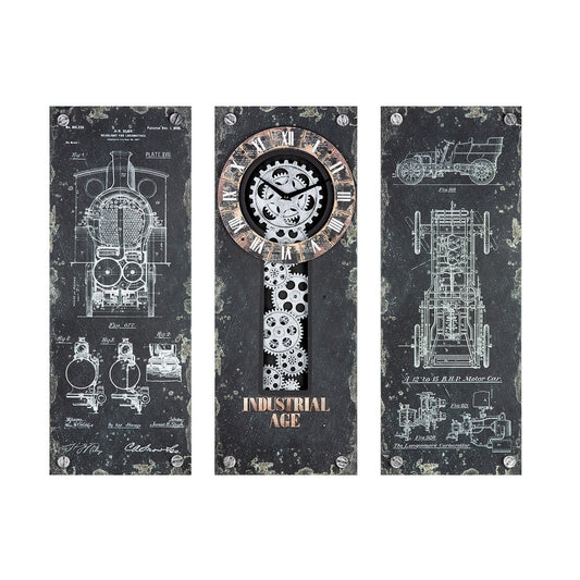 Wandklok "Steampunk" set van 3