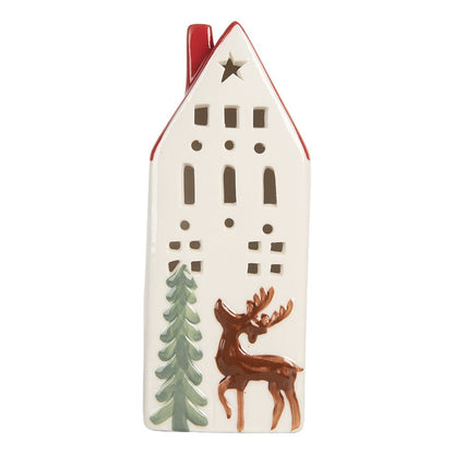 Decoratie huisje met LED 7x6x19 cm