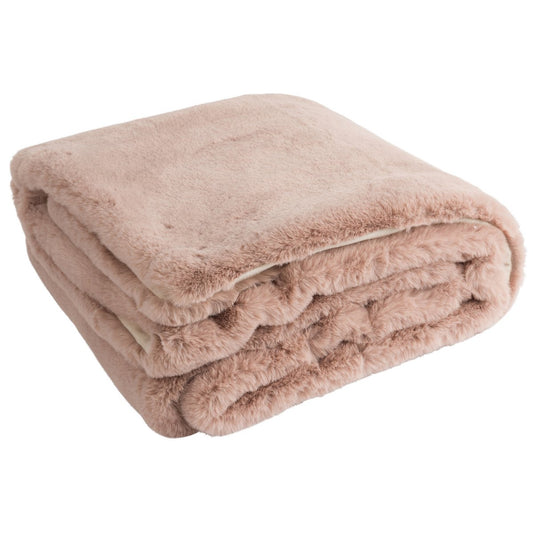 J-Line plaid cutie - fleece deken – poly – poederroze - 180 x 130 cm