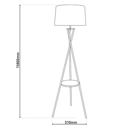 Staande lamp "Tora" met geïntegreerd tafeltje 158 cm hoog