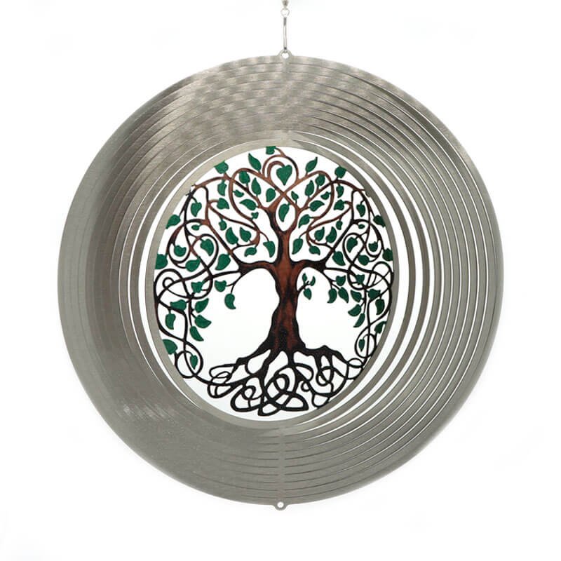 Windspinner Spin Art Tree of Life Zilver Ø30cm