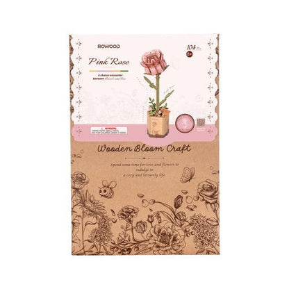 Houten Bloem Roze Roos