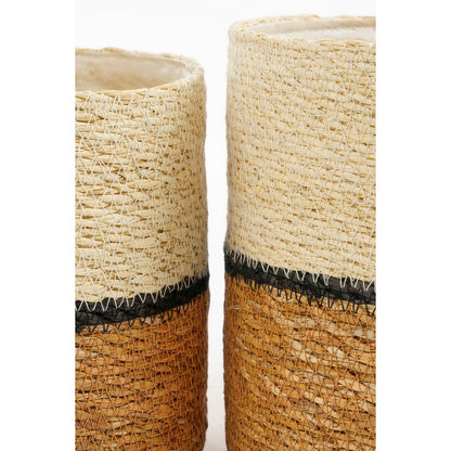 Damian Plantenmand - Set van 2 - H20 x Ø20 cm - Zeegras - Wit