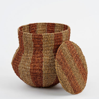 Opbergmand met Deksel Tacoma - H47 x Ø50 cm - Jute - Oranje