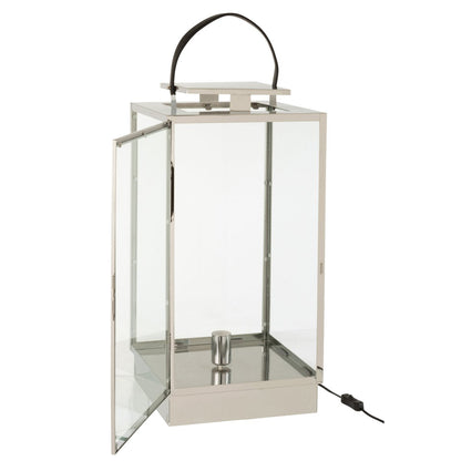 J-Line lantaarn Lamp - metaal/glas - zilver