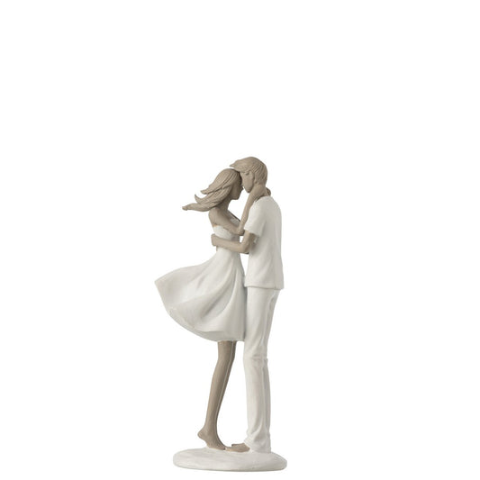 J-Line decoratie Koppel Kussend - polyresin - wit/taupe