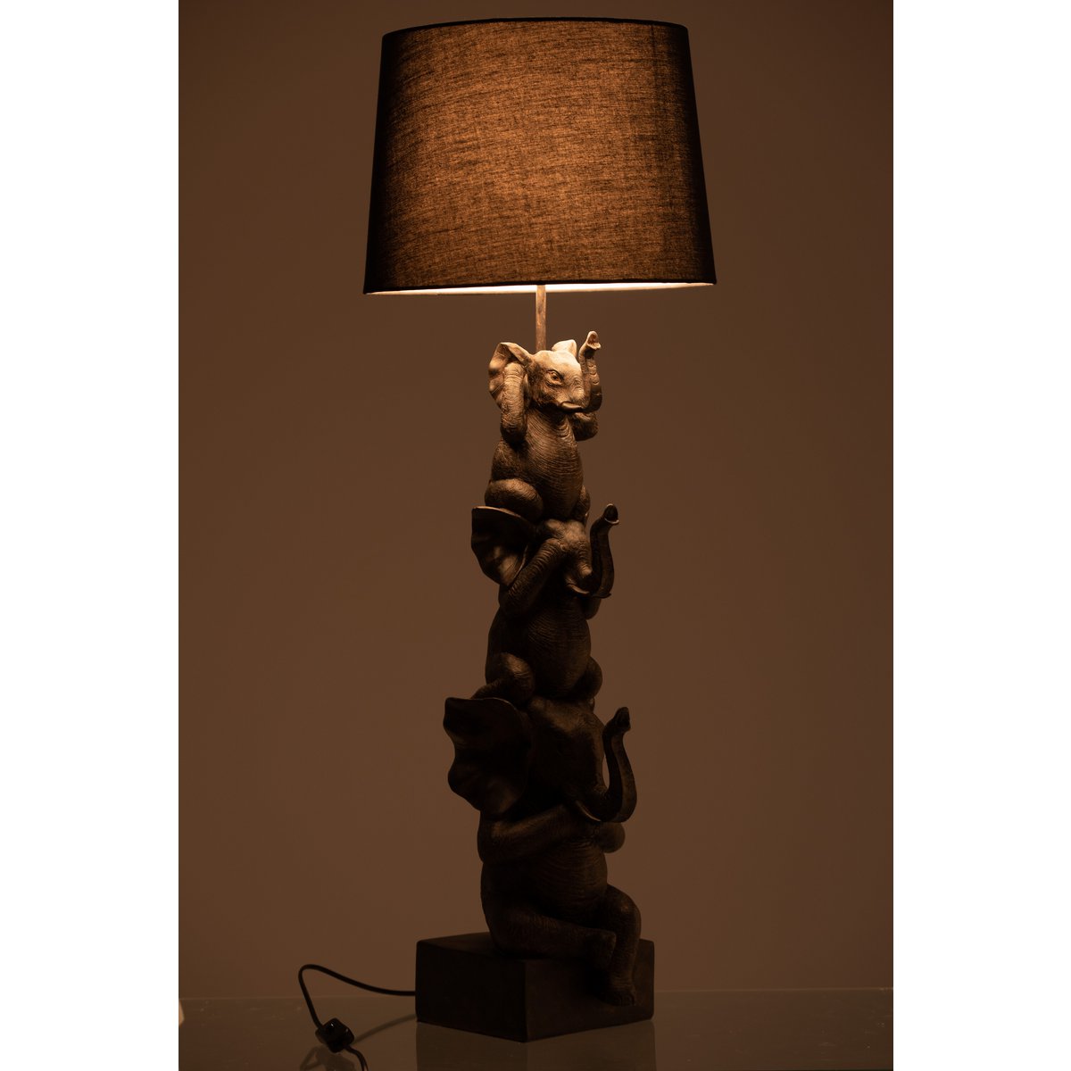 J-Line lamp 3 Olifanten - polyresin - bruin