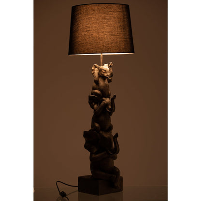 J-Line lamp 3 Olifanten - polyresin - bruin
