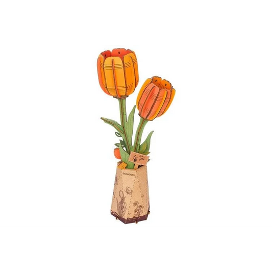 Houten Bloem Oranje Tulp