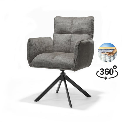 Nova armstoel Stof Cremona #93 Donker Grijs - 360 Draaibaar frame zwart A360