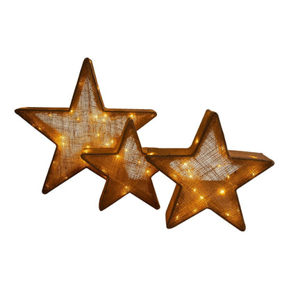 Set van 3 LED Sterren Bruin