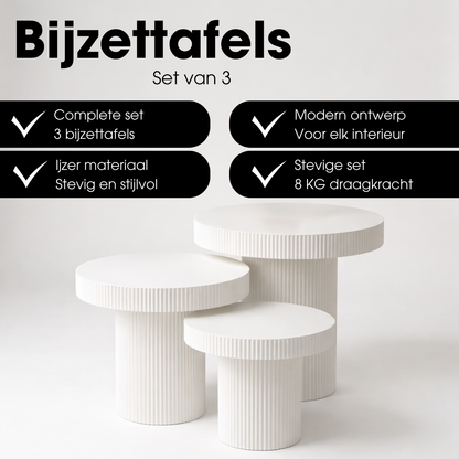 Set van 3 bijzettafels Lux Gebroken wit