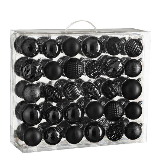 Kerstbal set 60 Unbreakable baubles Zwart