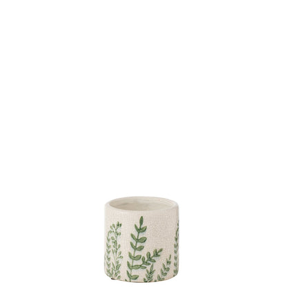 J-Line vaas Ferny - steen - groen/wit - small - Ø 12 cm