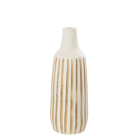 J-Line vaas Ying - hout - wit - medium - 45 cm hoog
