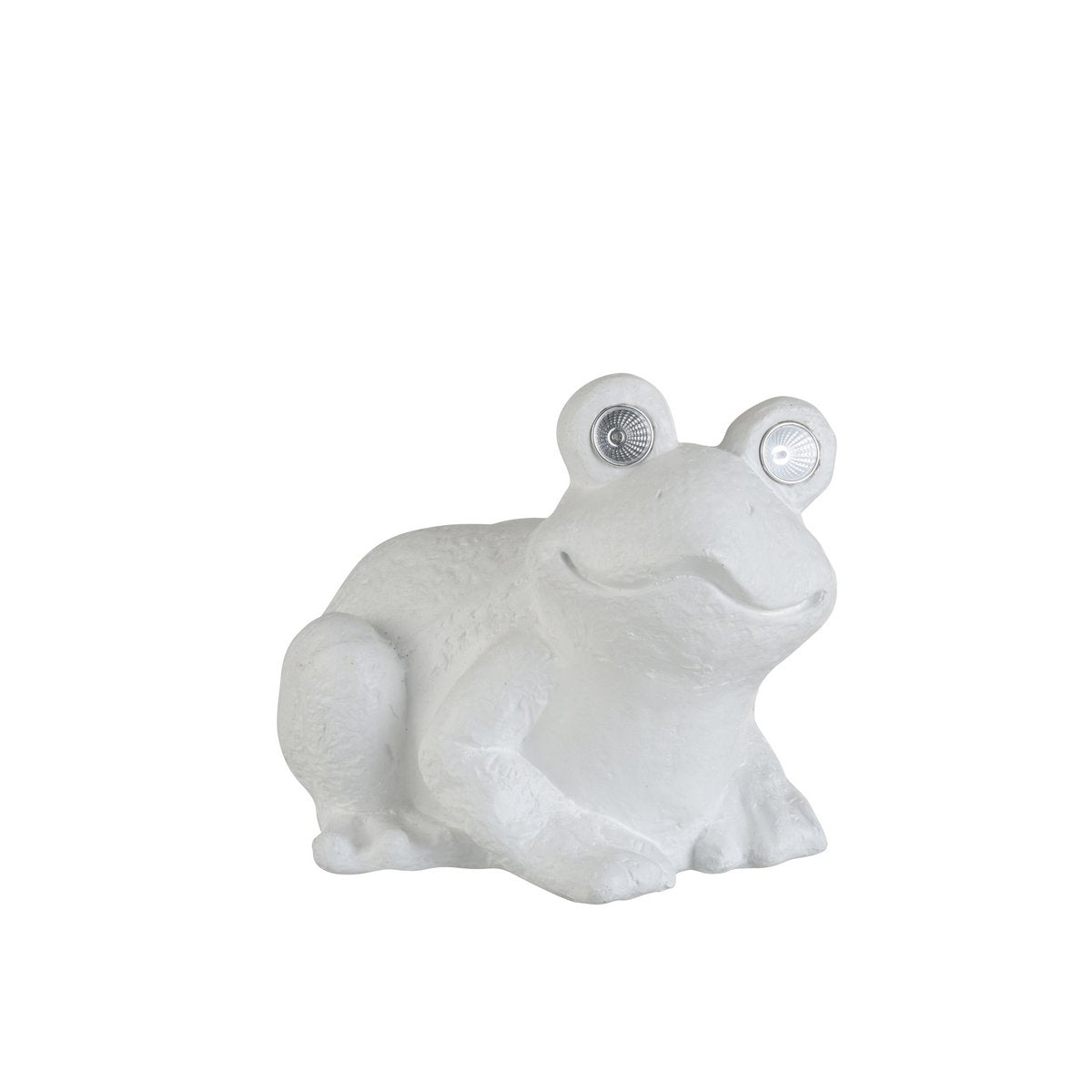 J-Line figuur Kikker Solar Zittend - polyresin - wit