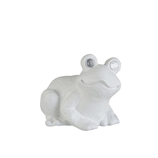J-Line figuur Kikker Solar Zittend - polyresin - wit