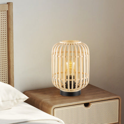 Boheemse Tafellamp met Bamboe kap 21,5 x 21,5 x 30 cm