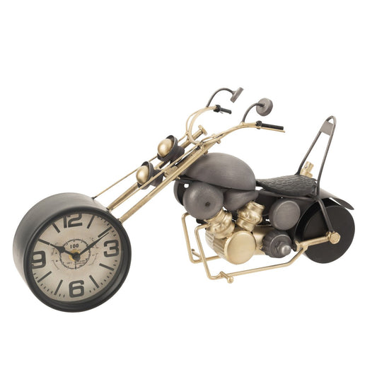 J-Line klok Moto - metaal - grijs/goud - small - Ø 46.5 cm