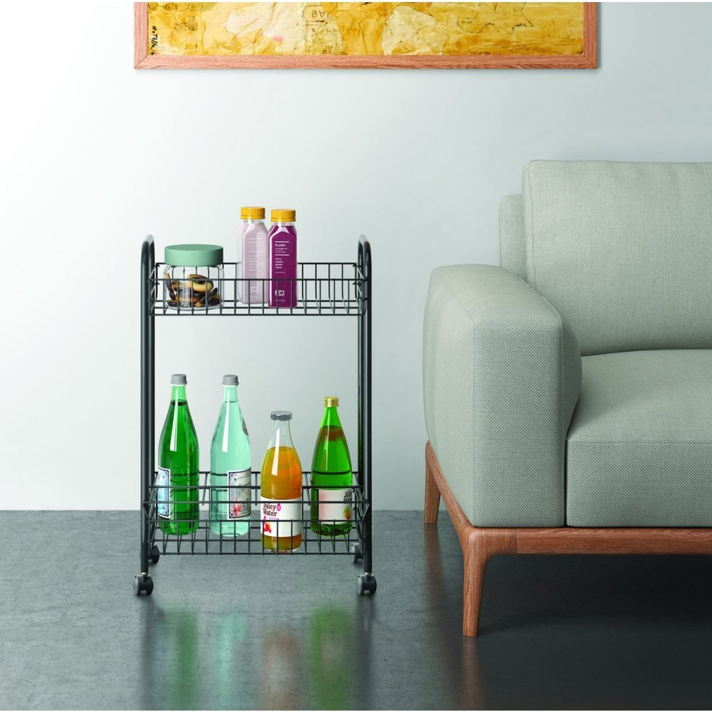 Metaltex Belino Lava Trolley + Flessenhouder 23x41x63 Zwart