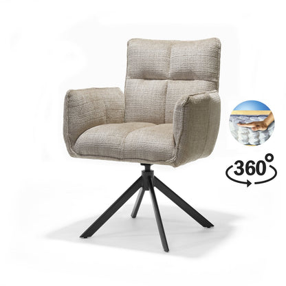 Nova armstoel Stof Cremona #14 Beige - 360 Draaibaar frame zwart A360