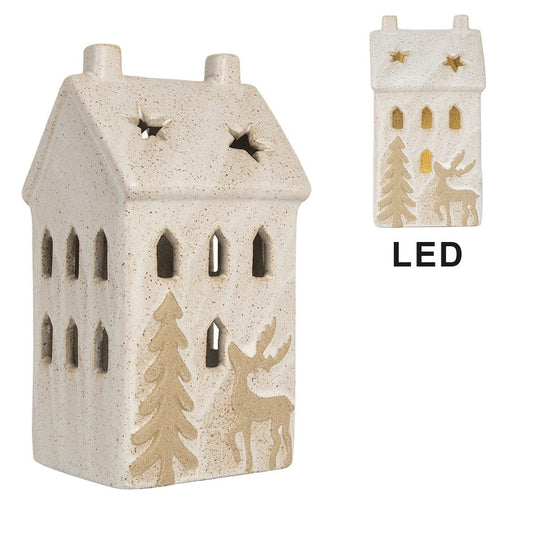 Decoratie huisje met LED 10x9x18 cm