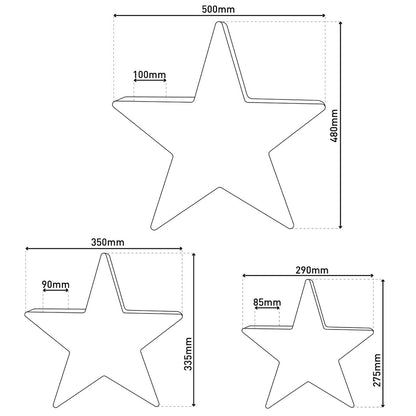 3 Set LED Decoration Christmas Stars Rood