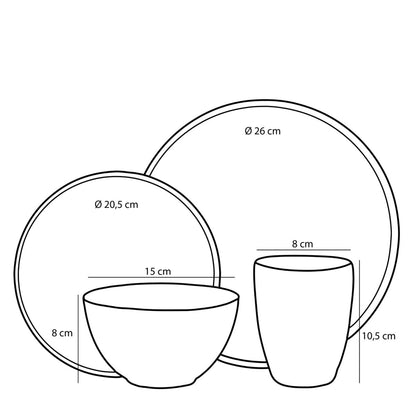Tabo Serviesset 4 Persoons - Zwart