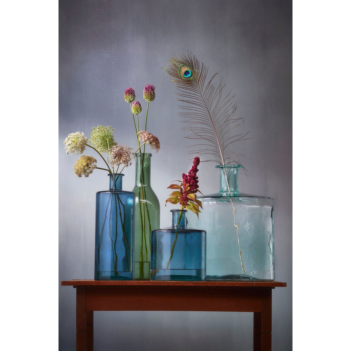 Guan Fles Vaas - H26 x Ø21 cm - Blauw