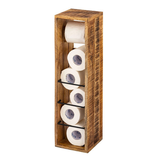 Toiletpapierhouder mangohout 17x17 H 65 cm