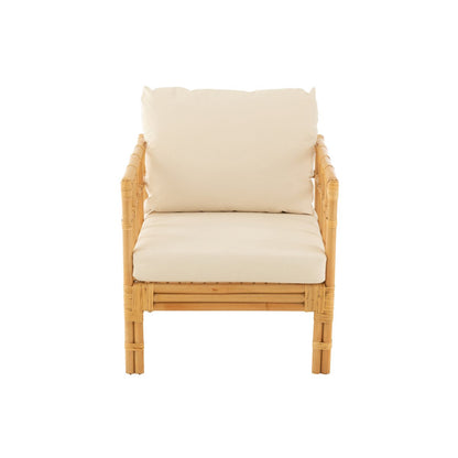 J-Line armstoel Elise + Kussen - rotan/textiel - naturel/wit