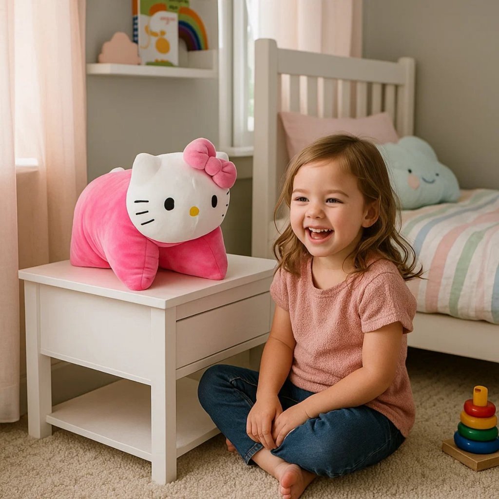 Hello Kitty Knuffelkussen 45x28 cm Roze/Wit