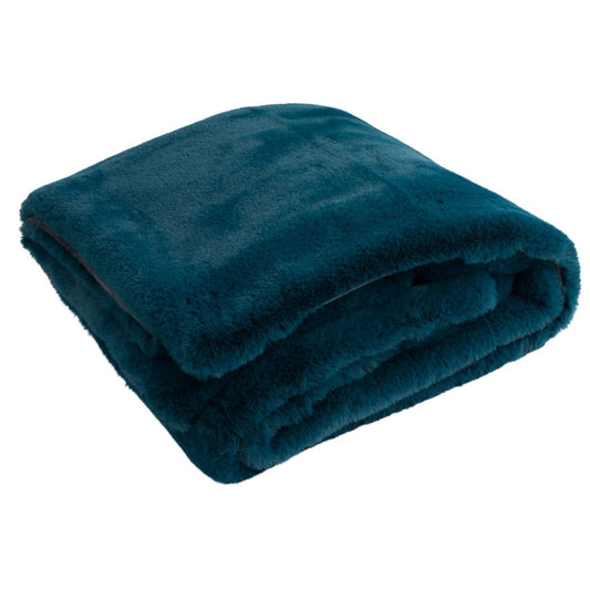 J-Line plaid cutie - fleece deken – poly – petrolblauw - 180 x 130 cm