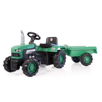 Dolu Traptractor Met Aanhanger & Claxon Groen/Zwart